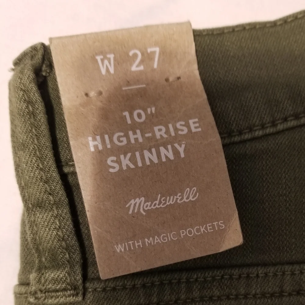 NWT Madewell Jeans Women's Size 27 Color Militar Green